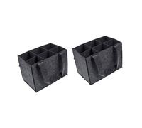 AOOOWER Lot de 2 supports de rangement en feutre résistants pouvant accueillir 6 bouteilles de vin, bière, champagne, sac à main pour offrir ou fêtes, événements avec séparateurs, gris, Taille unique