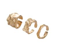 AOOOWER Lot de 3 bagues multi-usages à texture irrégulière - Accessoire de bijoux tendance modernes pour les créateurs de tendances quotidiens et décontractés, 3.51x2.73in, Métal, Aucune pierre