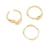 AOOOWER Lot de 3 bagues multi-usages à texture irrégulière - Accessoire de bijoux tendance modernes pour les créateurs de tendances quotidiens et décontractés, 3.9x2.73in, Métal, Aucune pierre