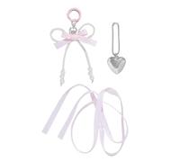 AOOOWER Lot de 3 porte-clés élégants en forme de cœur et étoile pour femme avec perles, 4.29x3.12in, Alliage, maille, Pas de gemme