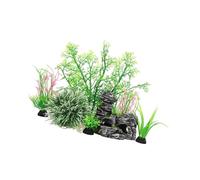 AOOOWER Lot de 7 plantes artificielles pour aquariums avec plantes aquatiques et rochers pour un paysage sous-marin éclatant