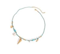 AOOOWER Oceanics Styles Collier tressé à longueur réglable avec pendentif en perles de coquillage pour les loisirs ou la plage, 5.07x5.85in, Acier inoxydable, corde tressée, Pas de gemme