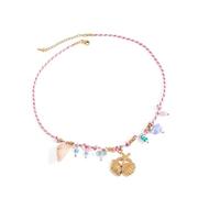 AOOOWER Oceanics Styles Collier tressé à longueur réglable avec pendentif en perles de coquillage pour les loisirs ou la plage, 5.07x5.85in, Acier inoxydable, corde tressée, Pas de gemme