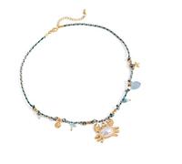 AOOOWER Oceanics Styles Collier tressé à longueur réglable avec pendentif en perles de coquillage pour les loisirs ou la plage, 5.07x5.85in, Acier inoxydable, corde tressée, Pas de gemme
