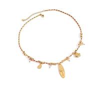 AOOOWER Oceanics Styles Collier tressé à longueur réglable avec pendentif en perles de coquillage pour les loisirs ou la plage, 5.07x5.85in, Acier inoxydable, corde tressée, Pas de gemme