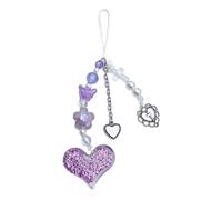 AOOOWER Pendentif en forme de cœur pour téléphone - Corde à suspendre - Lanière de téléphone - Porte-clés, 16.7cm, Alliage acrylique, Pas de gemme