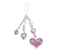 AOOOWER Pendentif en forme de cœur pour téléphone - Corde à suspendre - Lanière de téléphone - Porte-clés, 16.7cm, Alliage acrylique, Pas de gemme