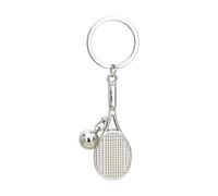 AOOOWER Porte-clés 3D en forme de raquette de tennis avec fermoir rotatif antidérapant gravé au laser Motif filet en alliage de zinc pour le sport, Size Length 10cm/3.94inch, Alliage de zinc, Pas de