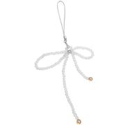 AOOOWER Porte-clés de poche avec perles en cristal et nœud pour téléphone, sac à dos, clés de voiture, décoration, 18.5cm, Mi Zhu, Pas de gemme