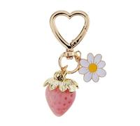AOOOWER Porte-clés délicat en forme de fraise pour sac à dos - Décoration pour fille, 3.3cm, Alliage, Sans pierre précieuse
