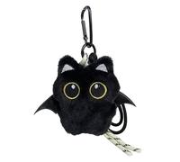 AOOOWER Porte-clés élégant en forme de chats en peluche - Matériaux doux - Ailes fantomatiques - Breloque de sac - Vacances d'Halloween - Fêtes de Noël - Chats noirs - Articles d'Halloween, Ss3