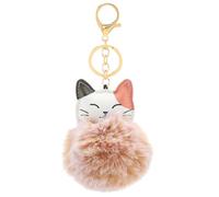 AOOOWER Porte-clés en forme de boule de poils d'animaux doux - Beau pendentif en forme de boule de poils, 16cm, Peluche + alliage, Pas de gemme