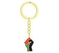 AOOOWER Porte-clés en forme de poing africain - Pendentif exquis - Drapeau africain - En acier - Culture africaine, 3.9x3.12in, Acier titane, Pas de gemme