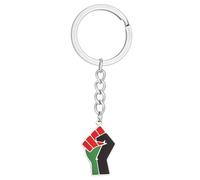 AOOOWER Porte-clés en forme de poing africain - Pendentif exquis - Drapeau africain - En acier - Culture africaine, 4.68x3.12in, Acier titane, Pas de gemme