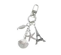 AOOOWER Porte-clés en forme de tour de coquillage - Accessoire en métal pour un usage quotidien, 11CM, Alliage, Pas de gemme