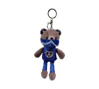 AOOOWER Porte-clés en forme d'ours masqué avec machine à saisir et pendentif en peluche - Fait à la main, 18cm, Coton PP, Pas de gemme