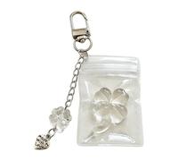 AOOOWER Porte-clés en résine avec breloque trèfle à quatre feuilles élégant pour femme et adolescente, doux et léger, 9cm, Alliage, Pas de gemme