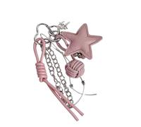 AOOOWER Porte-clés étoile avec pendentif en forme d'étoile en alliage et texture PU pour jeunes créateurs de tendances et art, 18cm, PU + alliage, Pas de gemme