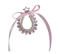 AOOOWER Porte-clés multifonctionnel en perles - Pendentif élégant pour sac - Avec nœud papillon - Décoration élégante, 12CM, Cristal + ruban + alliage, Pas de gemme