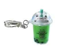 AOOOWER Porte-clés tendance en acrylique avec motif de thé aux bulles de chat, bijoux pour sacs à dos, 10cm 6cm, Acrylique, Pas de gemme