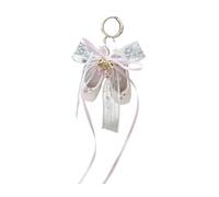 AOOOWER Porte-clés tendance en forme de chaussure de ballet avec perles et ruban, accessoire charmant et élégant portable, 8cm, Dentelle, Pas de gemme