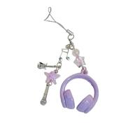 AOOOWER Porte-clés tendance en forme de note de musique avec breloque casque - Cordon léger pour téléphone - Pour sacs à dos, cadeaux et essentiels de voyage - Chaîne d'étoile, violet, Keychain