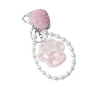 AOOOWER Porte-clés tendance et robuste en forme d'ours avec chaîne de perles, accessoire doux et élégant pour sacs et clés, 10cm, Coton PP imitation perle, Pas de gemme