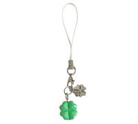 AOOOWER Porte-clés trèfle à quatre feuilles porte-bonheur en résine verte pour sac de téléphone accessoire style coréen pour sac de téléphone, 9.5 1.5 2g 5.5 1.5 4.5g, Alliage, Pas de gemme