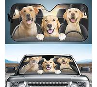 Aoopistc Pare-soleil Golden Retriever imprimé conducteur amusant pour fenêtre avant Bloque la lumière du soleil UV Convient à la plupart des voitures/véhicules/camionnettes/SUV/camion