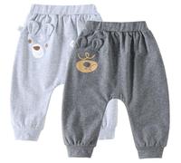 AOOPOO 2 Pièces Pantalon Bouffant Bébé Garçon Fille Pantalon de Jogging en Coton avec Taille Élastique Pantalons de Survêtement Décontracté pour Tout-Petit Enfant 6 Mois-3 Ans Printemps Automne