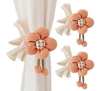 AOOPOO 2 Stück Vorhang Raffhalter Gardinenband, Niedlich 3D Blumen Gardinenclips Vorhanghalter, Baumwolle Gardinen Seil für Haus Kinderzimmer Dekoration