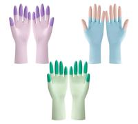 AOOPOO 3 Paires Gants de Ménage en Latex Naturel, Gants de Vaisselle en Caoutchouc Imperméables et Antidérapants, Gant Nettoyage Réutilisables pour Maison, Cuisine, Lessive, Jardinage