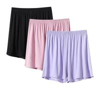 AOOPOO 3 Pièces Bas de Pyjama Femme Shorts Été Pyjama en Modal Doux Pantalon Court Léger Couleur Unie Short de Nuit avec Taille Élastique Shorts Décontractée pour Femmes XS-4XL
