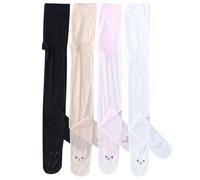 AOOPOO 4 Pièces Collants Unis Semi-Transparents pour Fille 2-12 Ans, Legging Collant de Ballet Enfants, Collants de Danse Filles avec Pieds pour Ballet Yoga Gymnastique