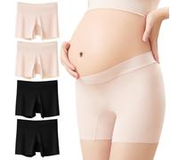 AOOPOO 4 Pièces Culottes Maternité pour Femmes, Culotte Grossesse Taille Basse en Forme de V Boxer Shorty pour Femmes, Enceintes de sous-vêtements Femme sans Couture, Calecon Grossesse