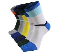 AOOPOO Chaussettes 5 Doigts Homme Chaussettes Orteils Séparés en Coton, Sport Chaussette Doigt de Pied Homme Chaussette Five Fingers, Chaussettes Running Mi-mollet avec Orteils, EU 38-44, 5 Paires