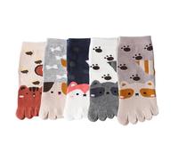 AOOPOO Chaussettes avec Orteils Enfant Chaussettes à Doigts, Garçon Fille Chaussettes Orteils Séparés de Sport en Coton, Chaussette Motif à Animaux Mignon Socquettes pour Enfant 3-12 Ans, 5 Paires