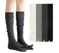 AOOPOO Chaussettes Tabi Femme Chaussettes Gros Orteils Séparés de Sport en Coton, Chaussettes Hautes Montantes Femme Chaussettes de Genoux Longues avec Doigt de Pied Chaussettes 2 Orteil, EU 34-40