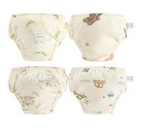 AOOPOO Culotte Apprentissage Propreté Garçons Filles, Lot de 4 Culotte d'apprentissage en Coton Doux Lavable Pantalons d'Entraînement Bébé Enfants Garçons Filles 6 Mois-3 Ans