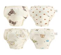 AOOPOO Culotte Apprentissage Propreté Garçons Filles, Lot de 4 Culotte d'apprentissage en Coton Doux Lavable Pantalons d'Entraînement Bébé Enfants Garçons Filles 6 Mois-3 Ans