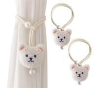 AOOPOO Embrasse à Rideaux, 2 Pièces Embrasse Rideaux Corde en Forme d'ours de Dessin Animé avec Perles pour Enfants, Attache Rideau Animaux Mignons pour Décoration de Chambre d'enfant