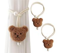 AOOPOO Embrasse à Rideaux, 2 Pièces Embrasse Rideaux Corde en Forme d'ours de Dessin Animé avec Perles pour Enfants, Attache Rideau Animaux Mignons pour Décoration de Chambre d'enfant