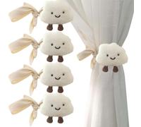 AOOPOO Embrasse pour Rideaux, 4 Pièces Embrasses de Rideaux en Forme de Nuages de Dessins Animés pour Enfant, Embrasse de Corde de Rideau Nuage Mignon Boucle à Rideaux Décoration pour Chambre d'Enfant