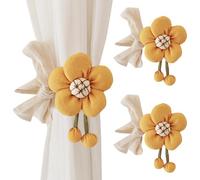 AOOPOO Embrasses à Rideaux, 2 Pièces Attaches de Rideaux en Forme Fleur Dessin Animé pour Enfants, Porte-Rideaux en Coton pour Décoration de Chambre d'enfant