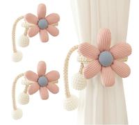 AOOPOO Lot de 2 Embrasse à Rideaux Corde en Forme de Fleur de Dessin Animé avec Boule de Perle pour Enfant Attache de Rideau Fleurs Mignon Boucle à Rideaux pour Décoration de Chambre d'enfant