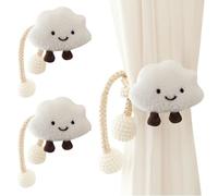 AOOPOO Lot de 2 Embrasse à Rideaux Corde en Forme de Nuages de Dessins Animés avec Boule de Perle pour Enfant Attache de Rideau Nuage Mignon Boucle à Rideaux pour Décoration de Chambre d'enfant