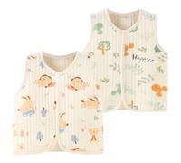 AOOPOO Lot de 2 Gilet Coton pour Bébé Fille Garçon Manteaux sans Manches avec Motif Cartoon Cardigan Haut Bouton-pression Printemps Automne Veste sans Manches pour Nouveau-né Tout-petit 0-2 Ans