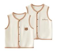 AOOPOO Lot de 2 Gilet pour Bébé Garçon Fille Manteaux sans Manches Printemps Automne Veste Chaud Cardigan Haut Bouton-pression Gilet avec Motif Ours Cartoon pour Tout-petit Enfant 0-3 Ans