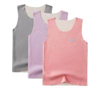 AOOPOO Lot de 3 Maillot de Corps Thermique Enfant Fille Garçon sous-vêtements Chauds d'hiver Camisole Débardeurs pour 2-10 Ans Petit Enfant Élasticité Cami Gilets T-Shirt Thermique sans Manches
