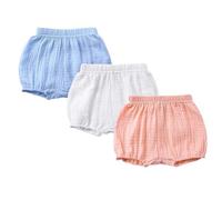 AOOPOO Lot de 3 Shorts en Coton et Lin pour Bébé Enfant Fille Garçon Eté Bloomer Couvre-Couche Mignon Culotte sous-vêtements Souple Confortable Pantalon Court Respirant Slips Elastique